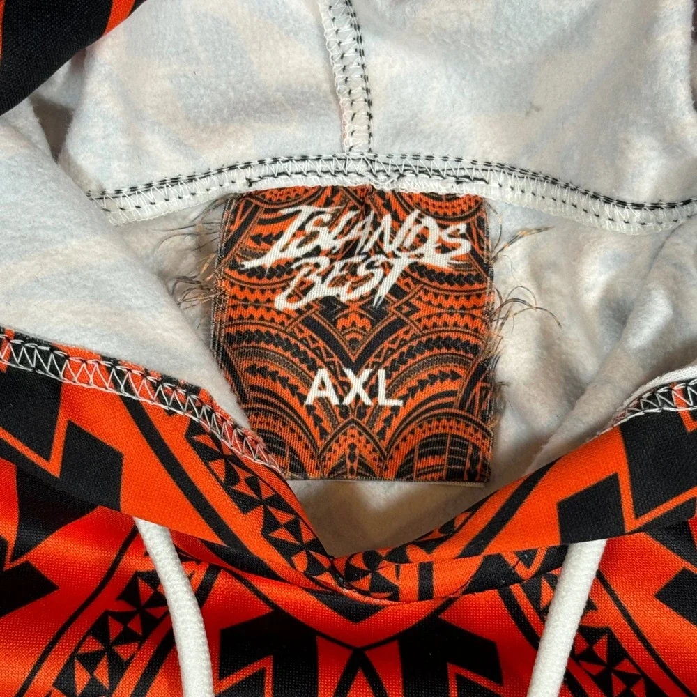 Islands Best Mens AXL Orange Black Tribal All‎ Over Print Hoodie